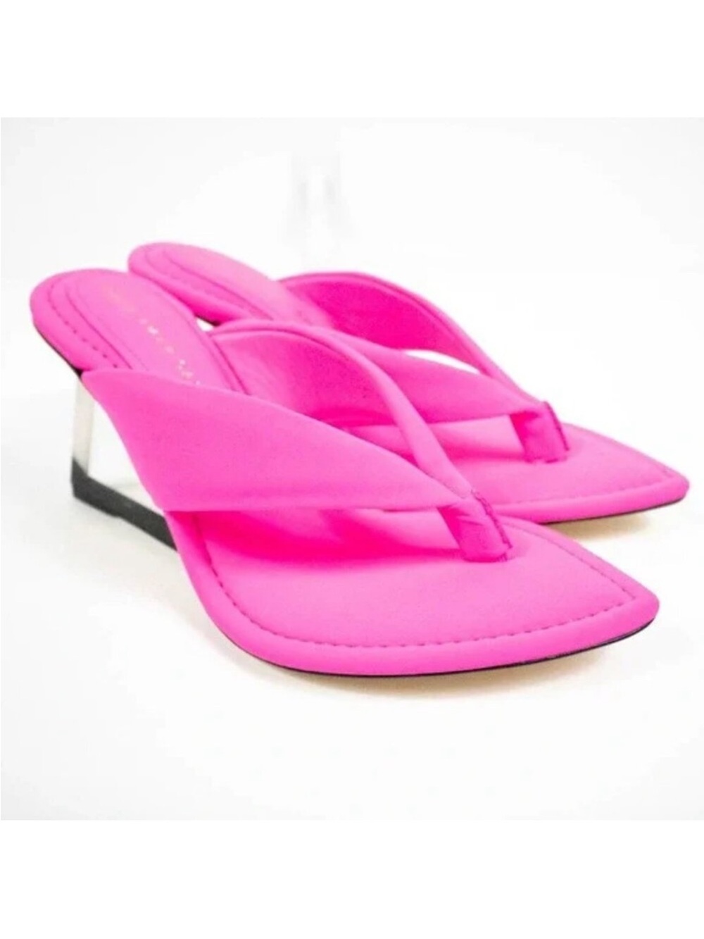 Good American Cinder-f*king-rella Thong Wedges Hot Pink
